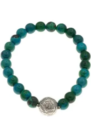 Bella Carina Perlenarmband Armband mit Chrysokoll Edelstein Perlen und Silber Perle Blume, mit einer Perle aus 925 Silber L
