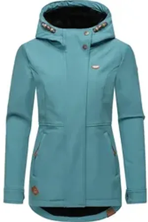 Ragwear Softshelljacke Yba sportliche Damen Outdoorjacke mit Kapuze grün XL (42)