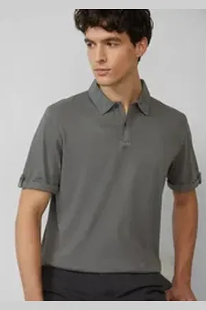 QS by s.Oliver Kurzarmshirt Jersey-Poloshirt mit Ärmel-Detail Label-Patch grau L