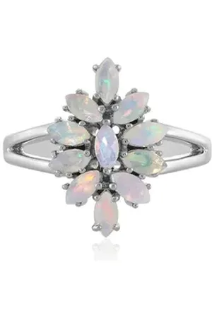 Cavill Silberring Äthiopischer Welo Opal Floral 925 Silber Ring, 0,904ct (1-tlg) beige|silberfarben 60