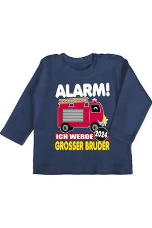 Shirtracer T-Shirt Großer Bruder 2024 Feuerwehrauto Großer Bruder blau 12/18 Monate