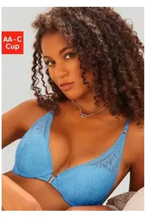 QS by s.Oliver Push-up-BH rundherum aus Spitze in graphischer Optik, Dessous blau 80