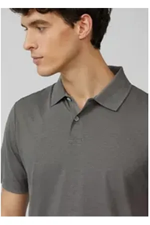 QS by s.Oliver Kurzarmshirt Jersey-Poloshirt aus Leinenmix grau XL