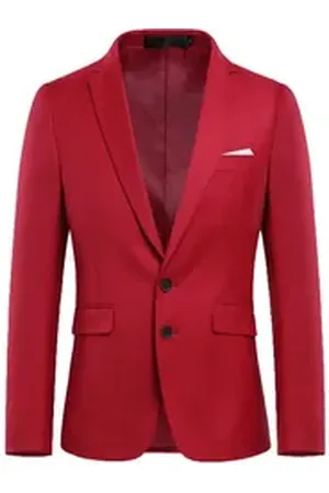 Allthemen Anzugsakko Herren Anzugjacke Slim Fit Sakko Modern Blazer für Business rot 56