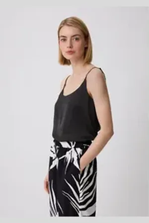 Comma, Comma Shirttop Top aus schimmerndem Jersey-Piqué schwarz 34