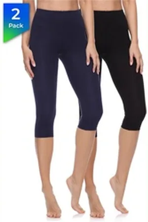 Merry Style Leggings Caprihose Damen 3/4 Hosen MS10-199 (2-tlg) aus Baumwolle schwarz XL