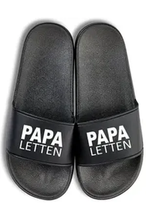 Youth Designz Herren Badelatschen "Papa Letten" Fun-Print lustig Geschenk Statement Badeschuh mit witzigen Aufdruck für Männer Väter Papa schwarz 44/45