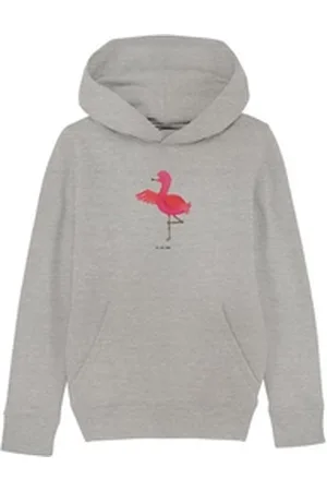 Mr. & Mrs. Panda Hoodie Flamingo Yoga 5-6 Jahre (110/116) - Heather Grey - Geschenk, Mädchen (1-tlg) grau 5-6 Jahre (110/116)