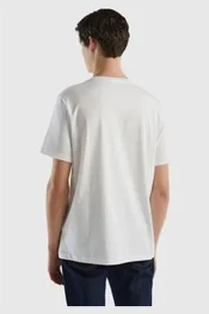 Benetton United Colors of T-Shirt mit Label-Badge weiß L