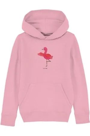 Mr. & Mrs. Panda Hoodie Flamingo Yoga 7-8 Jahre (122/128) - Cotton Pink - Geschenk, Mädchen H (1-tlg) rosa 7-8 Jahre (122/128)
