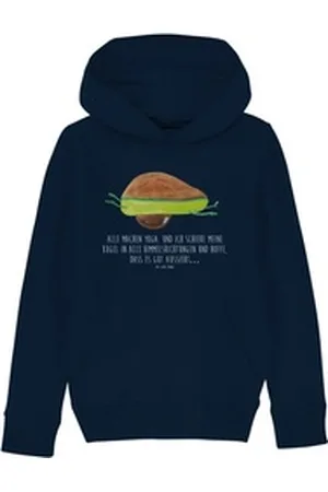Mr. & Mrs. Panda Hoodie Avocado Yoga 9-11 Jahre (134/146) - French Navy - Geschenk, Jungen Ob (1-tlg) blau 9-11 Jahre (134/146)