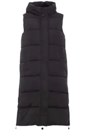ZWILLING Sherz Steppweste Damen Long Steppweste Bilin mit Kapuze Farbe schwarz schwarz