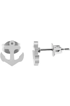 Akzent Ohrring-Set Piret "Piret" Ohrstecker, Anker, Edelstahl, schwarz (Paar), Damen Ohrring silberfarben
