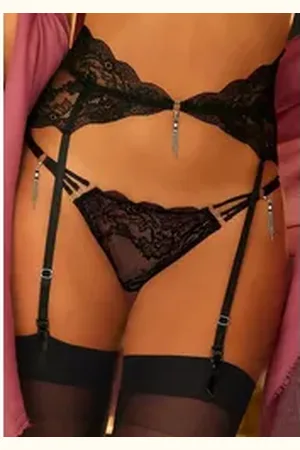 Lascana Strapsgürtel, aus feiner, floraler Spitze in transparenter Optik schwarz 44/46