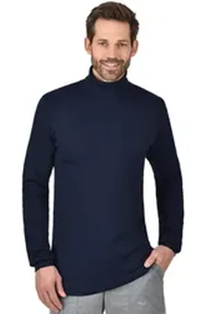Trigema Rollkragenshirt Langarm Ski- und Sport-Rollkragenpullover (1-tlg) blau XL