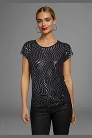 Laura Scott Rundhalsshirt Kurzarm, figurumspielend, aus elastischem Single Jersey schwarz 44