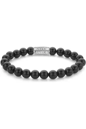 Rebel & Rose Armband Armband Black Velvet RR-80089-S-L Herren schwarz|silberfarben