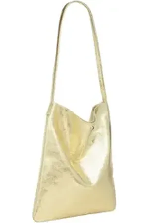 CASPAR Schultertasche Mittelgroßer Leder Shopper Damen Tasche - CLASSIC LINE - Modell No.822, Casual, leicht & unempfindlich - 100% Echtleder - Handmade in Italy goldfarben