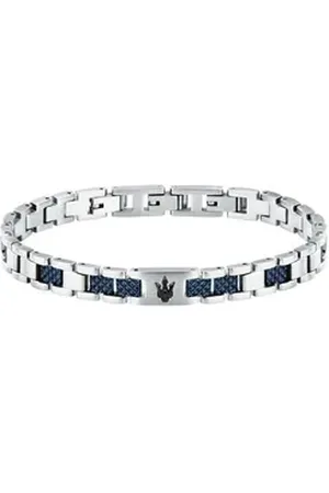 Maserati Edelstahlarmband Herrenarmband aus Edelstahl – silberfarben/blau & verstellbar, JM225AVD87