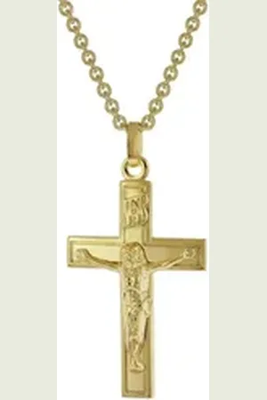 trendor Kette mit Anhänger Kreuz für Männer Gold auf Silber 925 goldfarben 50 cm