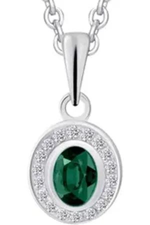 vivance collection Kettenanhänger 0,04 ct Diamant Brillant Smaragd Anhänger aus 585 Weißgold, Damen Gold Schmuck silberfarben