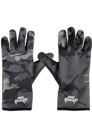 Fox Rage Angelhandschuhe Rage Handschuhe Thermal Camo Gloves Windschutz Ermöglicht beim Tragen die Bedienung eines Touchscreens vom Smartphone, Windblockierende interne Membran, Regenbeständiger Stoff, Verstellbarer Armband grau L