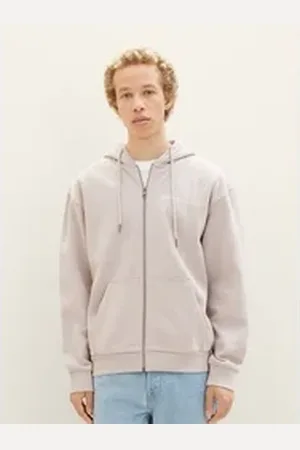 TOM TAILOR Denim Sweatjacke Hoodie mit Reißverschluss grau M