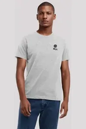 F4NT4STIC T-Shirt Smiley Icon Split Wordmark dark Bestickt Premium Qualität grau M