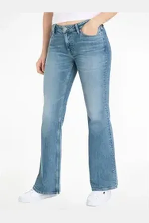 Tommy Hilfiger Bequeme Jeans Sophie Low Wais Flare Wide mit Ledermarkenlabel blau 31
