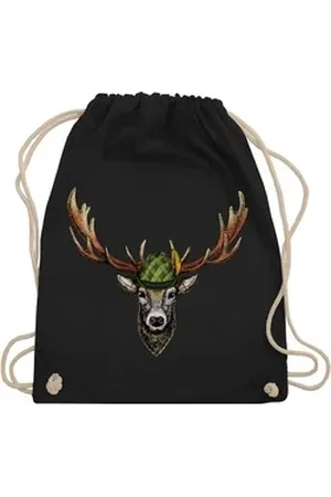 Shirtracer Turnbeutel Jagdhirsch Hirsch Jäger Jägerin Geschenk, Mode für Oktoberfest Tasche schwarz