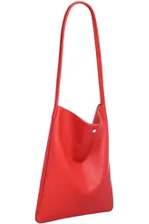 CASPAR Schultertasche Mittelgroßer Leder Shopper Damen Tasche - CLASSIC LINE - Modell No.822, Casual, leicht & unempfindlich - 100% Echtleder - Handmade in Italy rot