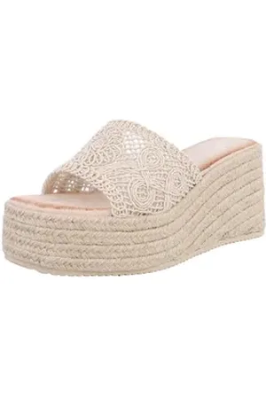 Ital-Design Wedge-Pantoletten mit Stickerei für Damen – Beige Plateausandaletten (89372613) Keilabsatz/Wedge Keilsandaletten in Beige beige|braun 38 EU