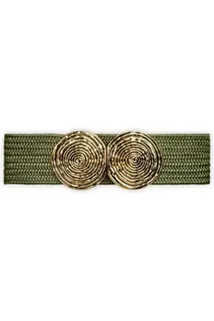 CASPAR Taillengürtel GU325 für Damen elastisch mit goldfarbener Doppelschnalle grün 80 für Körperumfang 90-105 cm
