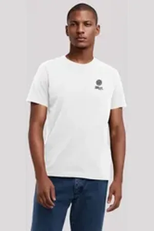 F4NT4STIC T-Shirt Smiley Icon Split Wordmark dark Bestickt Premium Qualität weiß S