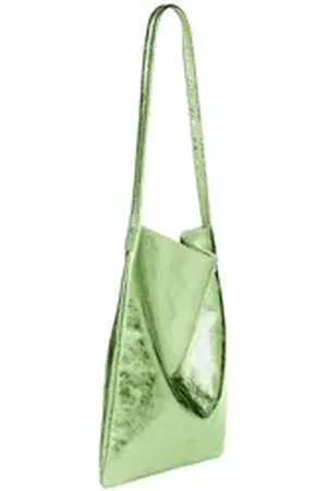 CASPAR Schultertasche Mittelgroßer Leder Shopper Damen Tasche - CLASSIC LINE - Modell No.822, Casual, leicht & unempfindlich - 100% Echtleder - Handmade in Italy grün