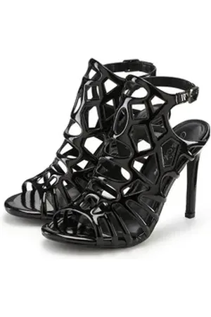 Lascana Belle Affaire Sandalette mit Cut-Outs, High-Heel-Sandalette verführerischer Sommerschuh in Lack-Optik, Sandale schwarz 40 EU