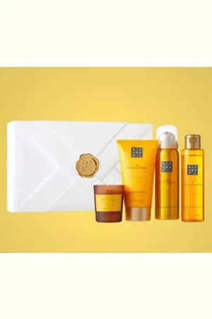 Rituals Pflege-Geschenkset The Ritual of Mehr Beauty Geschenkset 4-teilig, Pflege-Set mit mit belebender Süßorange und beruhigendem Zedernholz gelb
