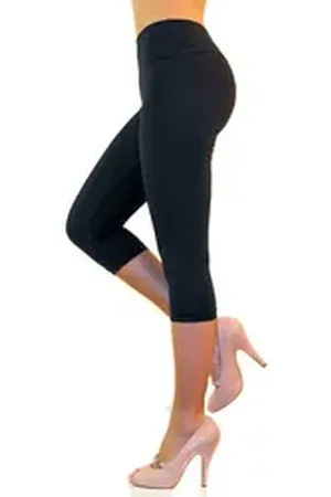 Yeset Leggings Damen Capri 3/4 Leggings Baumwolle hoher Bund GRAU-DUNKEL XL Hochtailliert, Highwaist-Leggings, Capri, verstärkter Bund grau XL