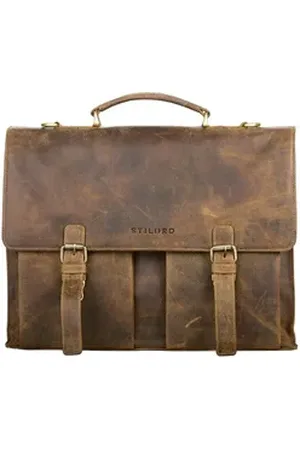 STILORD Aktentasche "Constantin" Vintage Lehrertasche Aktentasche braun