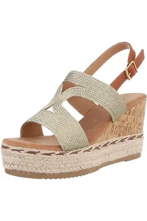 Ital-Design Modische Espadrilles mit Keilabsatz für Damen Plateausandaletten (89372818) Keilabsatz/Wedge Keilsandaletten in Gold goldfarben 39 EU