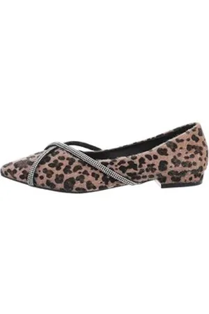 Ital-Design Damen Schlupfschuhe Party & Clubwear Ballerina Blockabsatz Klassische Ballerinas in Leo beige 38 EU