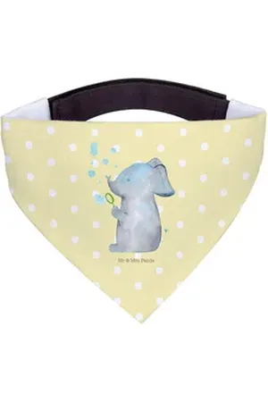 Mr. & Mrs. Panda Hundefliege Elefant Seifenblasen - Gelb Pastell - Geschenk, Liebesspruch, Tuch, G, Polyester gelb L | 33 cm x 33 cm