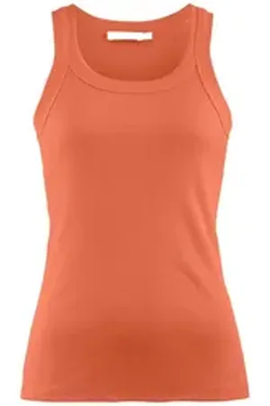 hessnatur Shirttop Rib Slim aus Bio-Baumwolle (1-tlg) orange 44