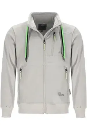 Coastguard Sweatjacke Herren Jacke mit Kordelband-Stehkragen & wasserdichtem Reißverschluss grau M