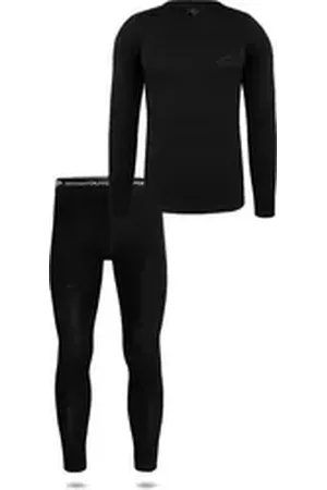 Normani Thermounterhemd Herren Merino Unterwäsche-Set Melbourne/Sydney Thermounterwäsche Skiunterwäsche 100% Merinowolle schwarz L