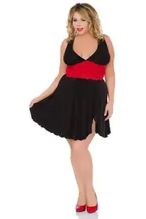 Andalea Babydollkleid Babydoll in schwarz/rot - 38/40 rot|schwarz 38/40