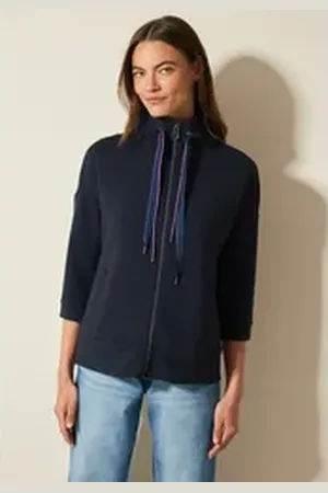 CECIL Sweatjacke mit 3/4 Ärmeln blau XXL (46)
