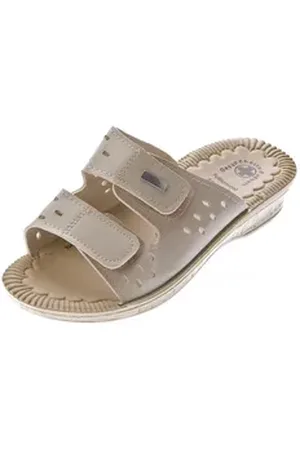 Scandi Clogs Pantoletten Latschen Gesundheits Schuhe Sandale Gel-Effekt beige|braun 40 EU