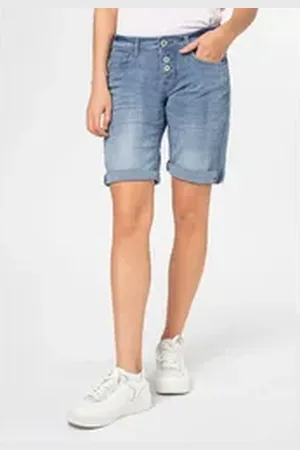 Sublevel Jeansbermudas Damen Jeans Bermuda Stretch-Jeans blau S