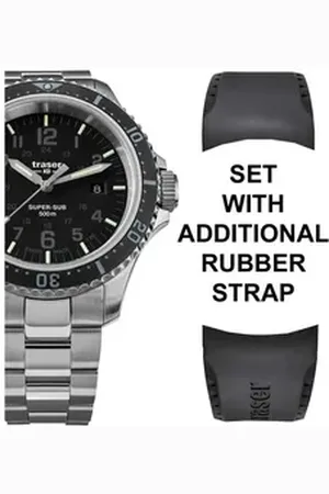 Traser Quarzuhr H3 109376 P67 T25 SuperSub Set Black Herrenuhr 46mm Taucheruhr H3 109376 P67 T25 SuperSub Set Black Herrenuhr 46mm Taucheruhr 50ATM